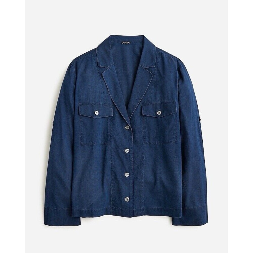 J.Crew Camp-collar shirt in indigo lightweight cotton voile NWT Size 6
